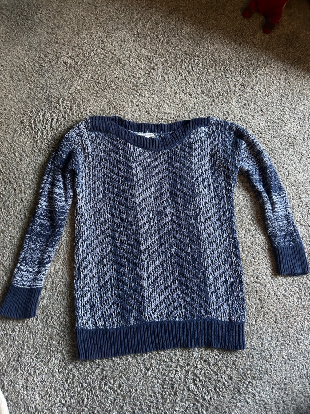 Coldwater Creek Navy Marled Open-Knit Boatneck Sweater - Women